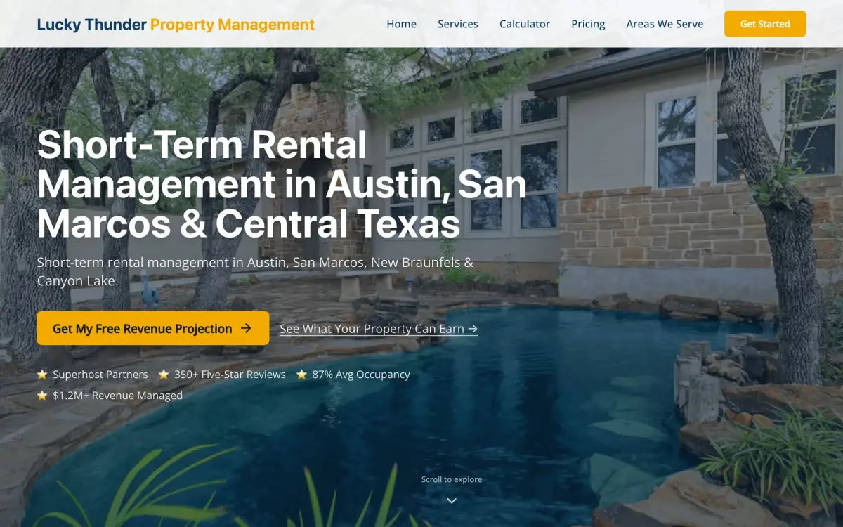 Lucky Thunder Property Management homepage